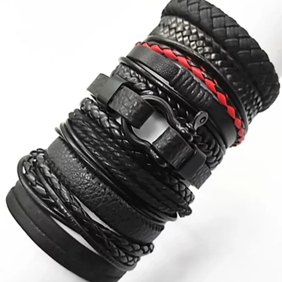 10 PIECE WOVEN LEATHER BRACELETZ - Onyx - Picture 9 of 10